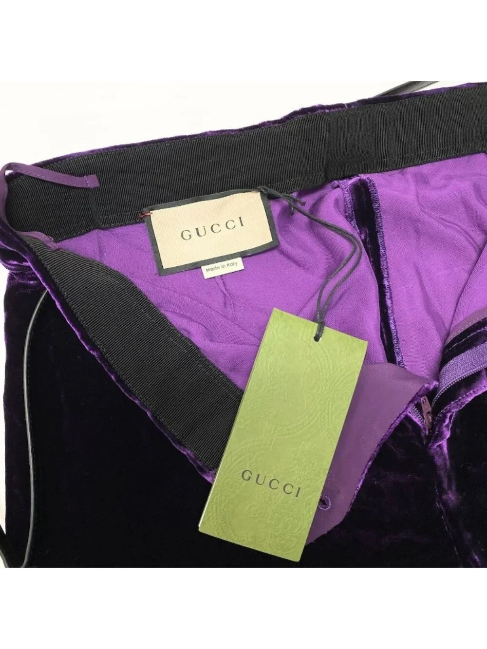Gucci Horsebit Velour Pants Gathered Design Purple